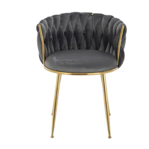 SILLA COMEDOR TRENZADA VELVET GOLD GRIS