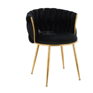 SILLA COMEDOR TRENZADA VELVET GOLD NEGRO